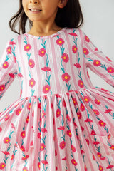 Daisy Chain 3/4 Sleeve Pocket Twirl Dress - Mila & Rose ® - Flyclothing LLC