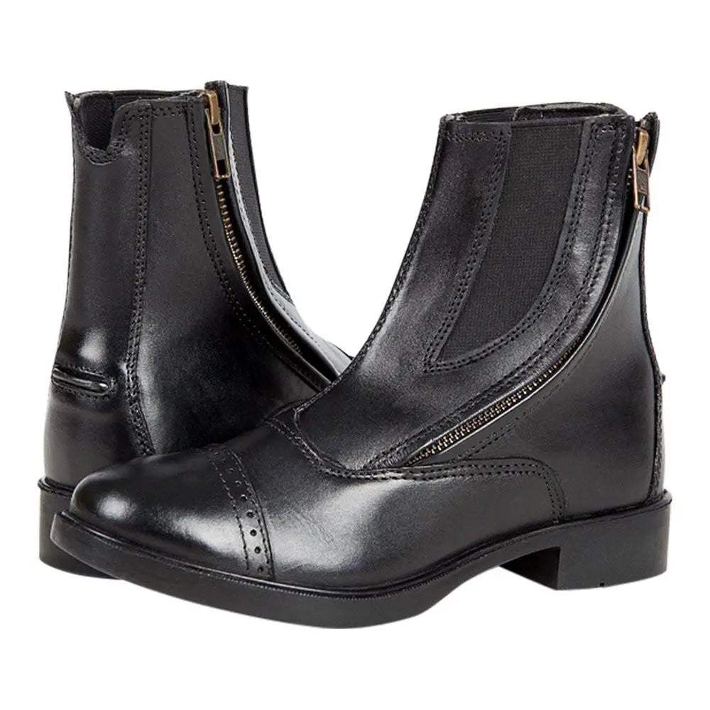 Daisy Clipper Children's Side Zipper Premium Leather Paddock Boots Horse Riding Boots, Black - Huntley Equestrian - Flyclothing LLC