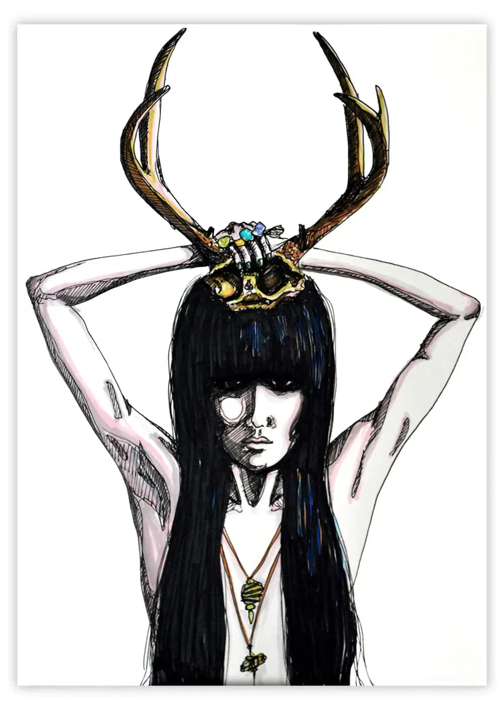 Black Market Art Company Dana Horned Print - Black Market Art Company - Flyclothing LLC