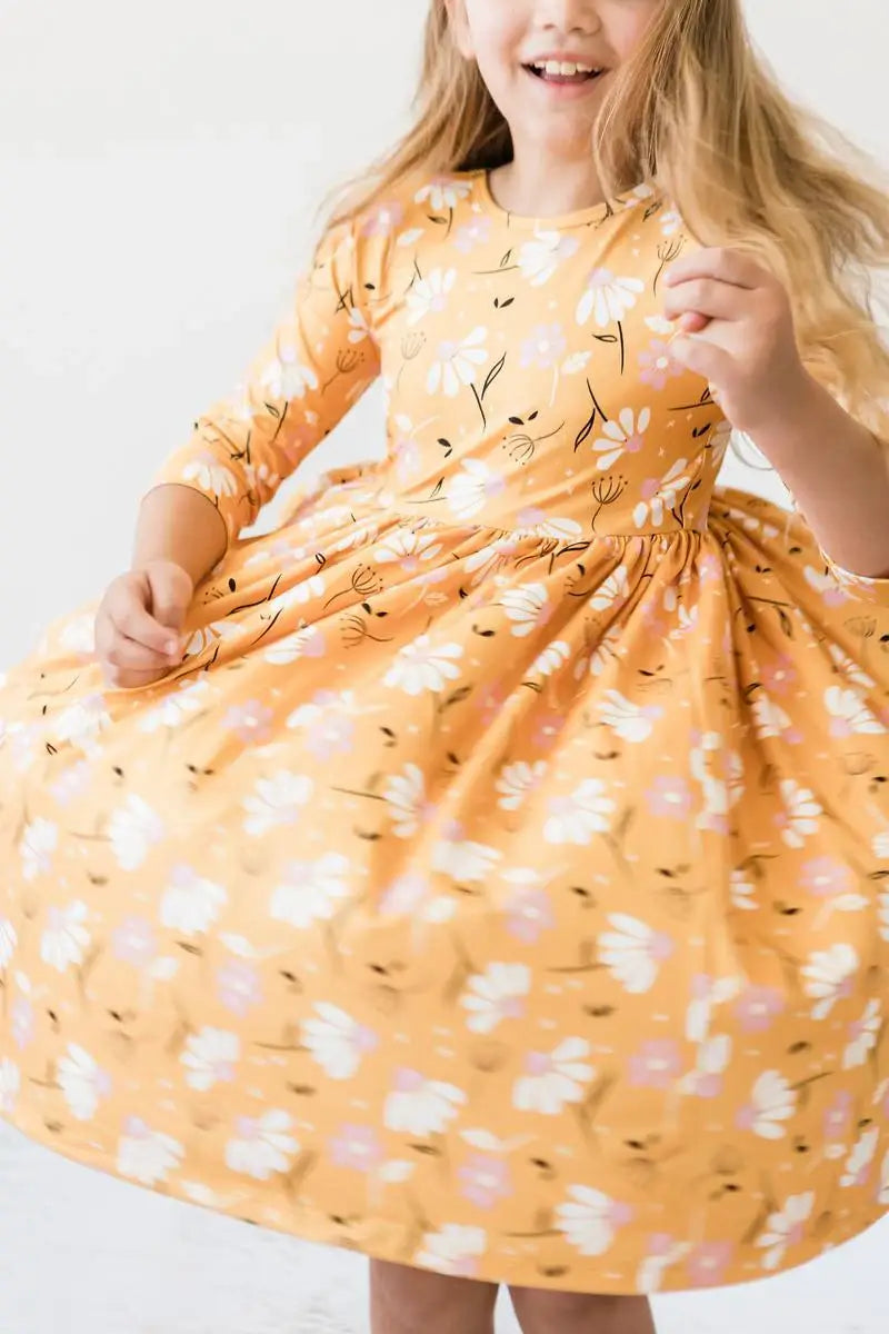 Dandelions in Fall 3/4 Sleeve Pocket Twirl Dress - Mila & Rose ® - Flyclothing LLC