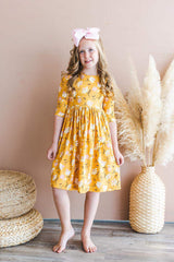 Dandelions in Fall 3/4 Sleeve Pocket Twirl Dress - Mila & Rose ® - Flyclothing LLC