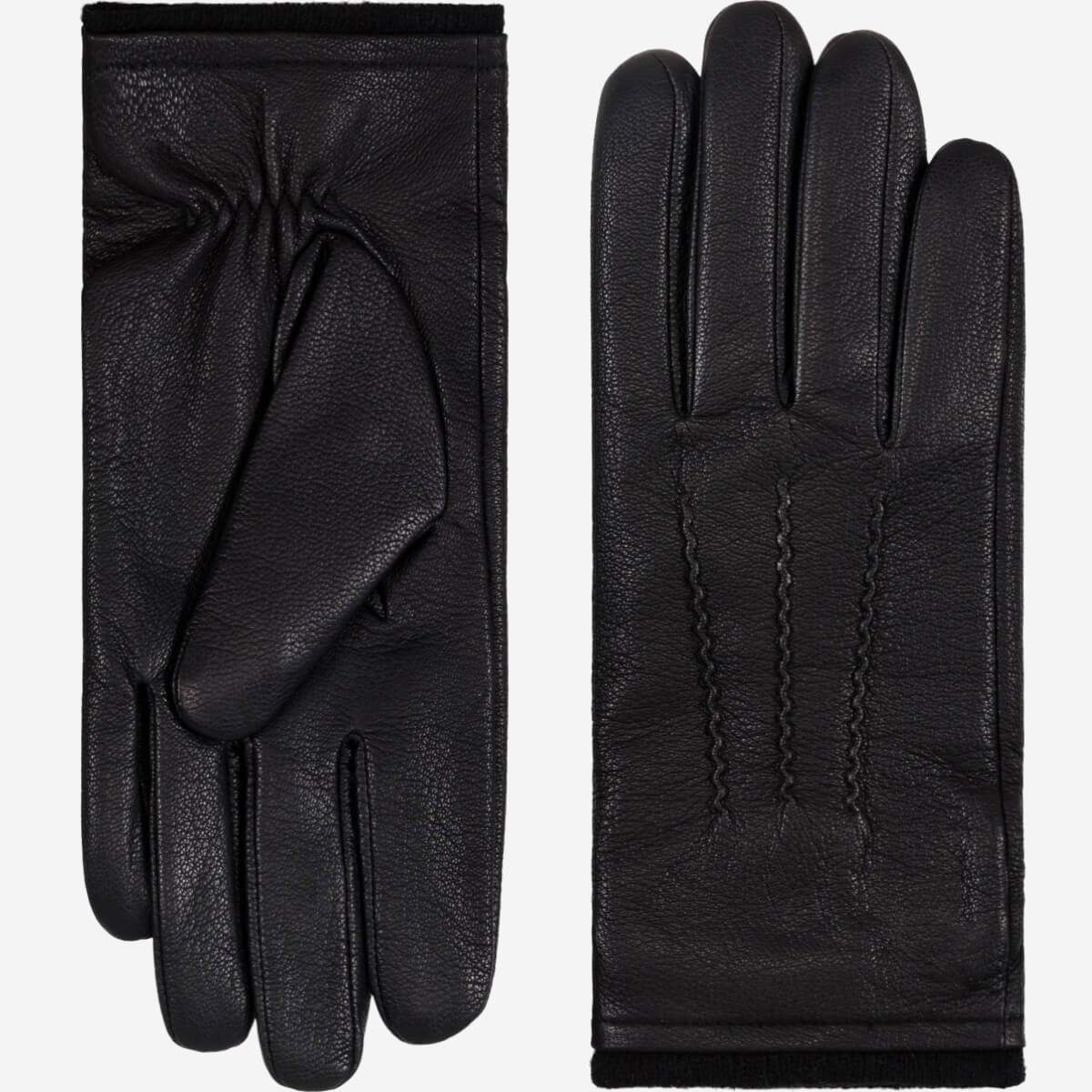Daniel (black) – Goatskin leather gloves with warm wool lining and touchscreen function - Leather Gloves Online - Flyclothing LLC