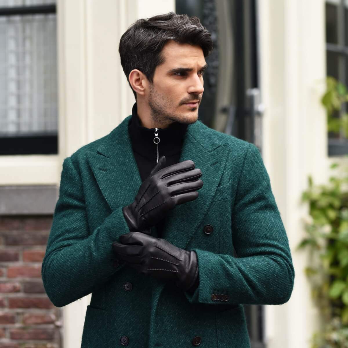 Daniel (black) – Goatskin leather gloves with warm wool lining and touchscreen function - Leather Gloves Online - Flyclothing LLC