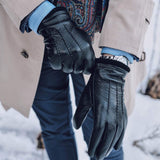 Daniel (black) – Goatskin leather gloves with warm wool lining and touchscreen function - Leather Gloves Online - Flyclothing LLC