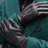 Daniel (black) – Goatskin leather gloves with warm wool lining and touchscreen function - Leather Gloves Online - Flyclothing LLC