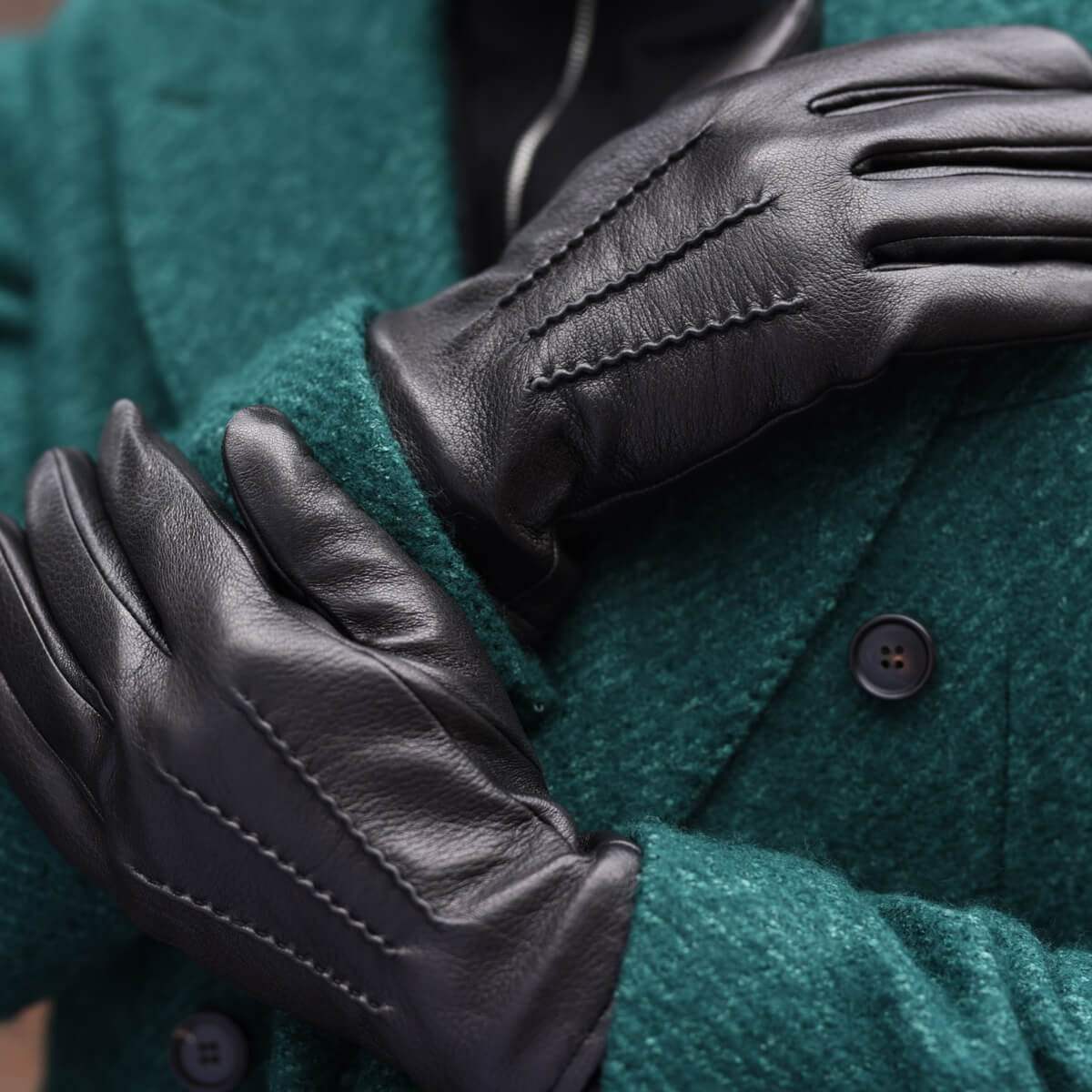 Daniel (black) – Goatskin leather gloves with warm wool lining and touchscreen function - Leather Gloves Online - Flyclothing LLC