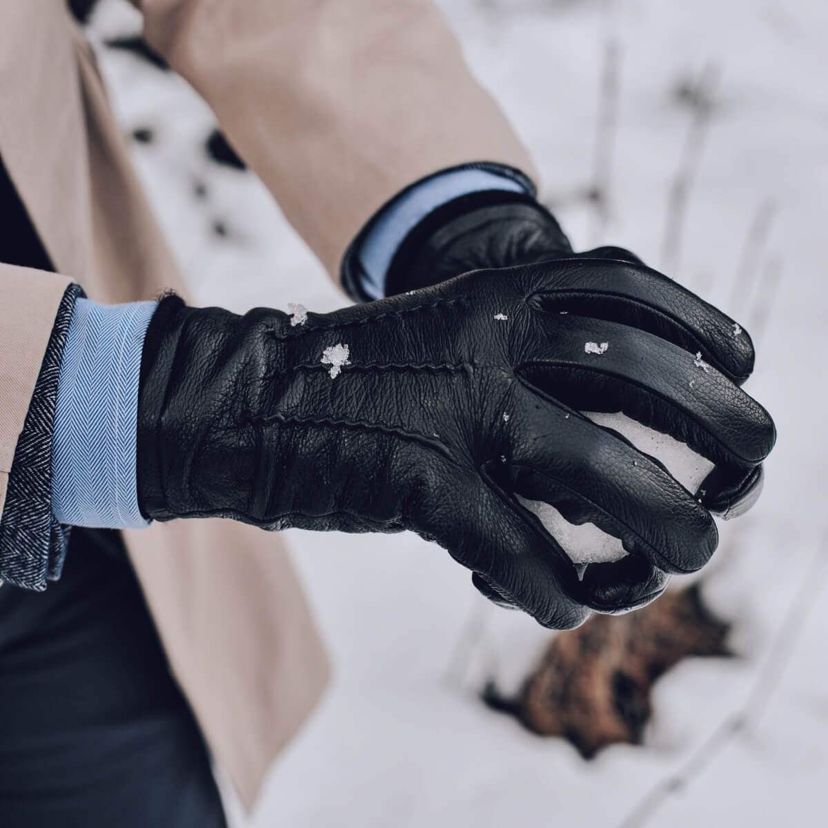 Daniel (black) – Goatskin leather gloves with warm wool lining and touchscreen function - Leather Gloves Online - Flyclothing LLC