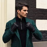 Daniel (black) – Goatskin leather gloves with warm wool lining and touchscreen function - Leather Gloves Online - Flyclothing LLC