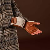 Dario (cognac) - Hand-sewn Italian crochet driving gloves from lambskin leather - Leather Gloves Online - Flyclothing LLC