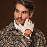 Dario (cognac) - Hand-sewn Italian crochet driving gloves from lambskin leather - Leather Gloves Online - Flyclothing LLC