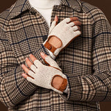 Dario (cognac) - Hand-sewn Italian crochet driving gloves from lambskin leather - Leather Gloves Online - Flyclothing LLC