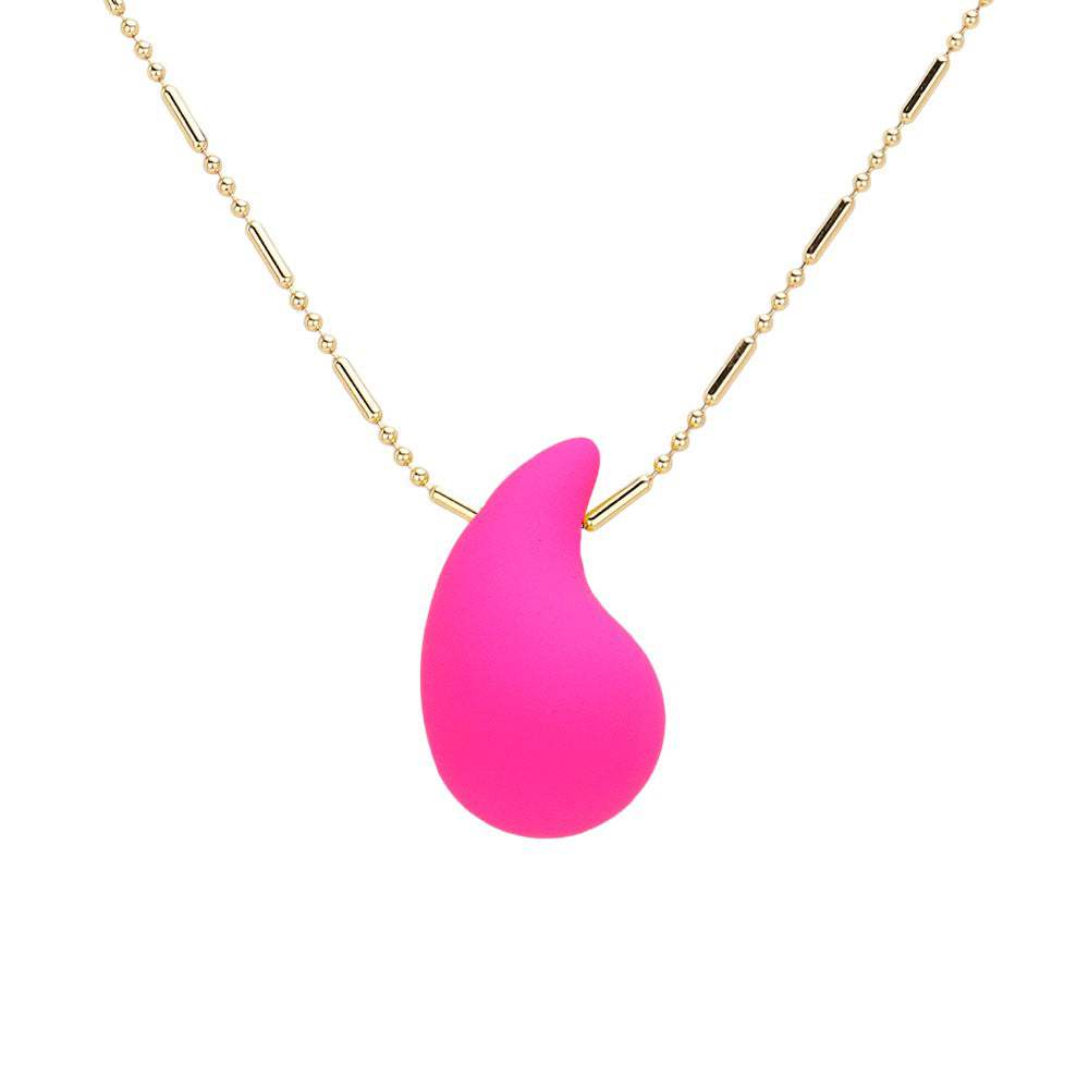 Matte Colored Teardrop Pendant Necklace - Madeline Love - Flyclothing LLC