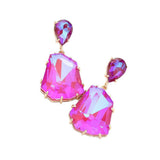 Teardrop Angled Stone Link Dangle Evening Earrings - Madeline Love - Flyclothing LLC