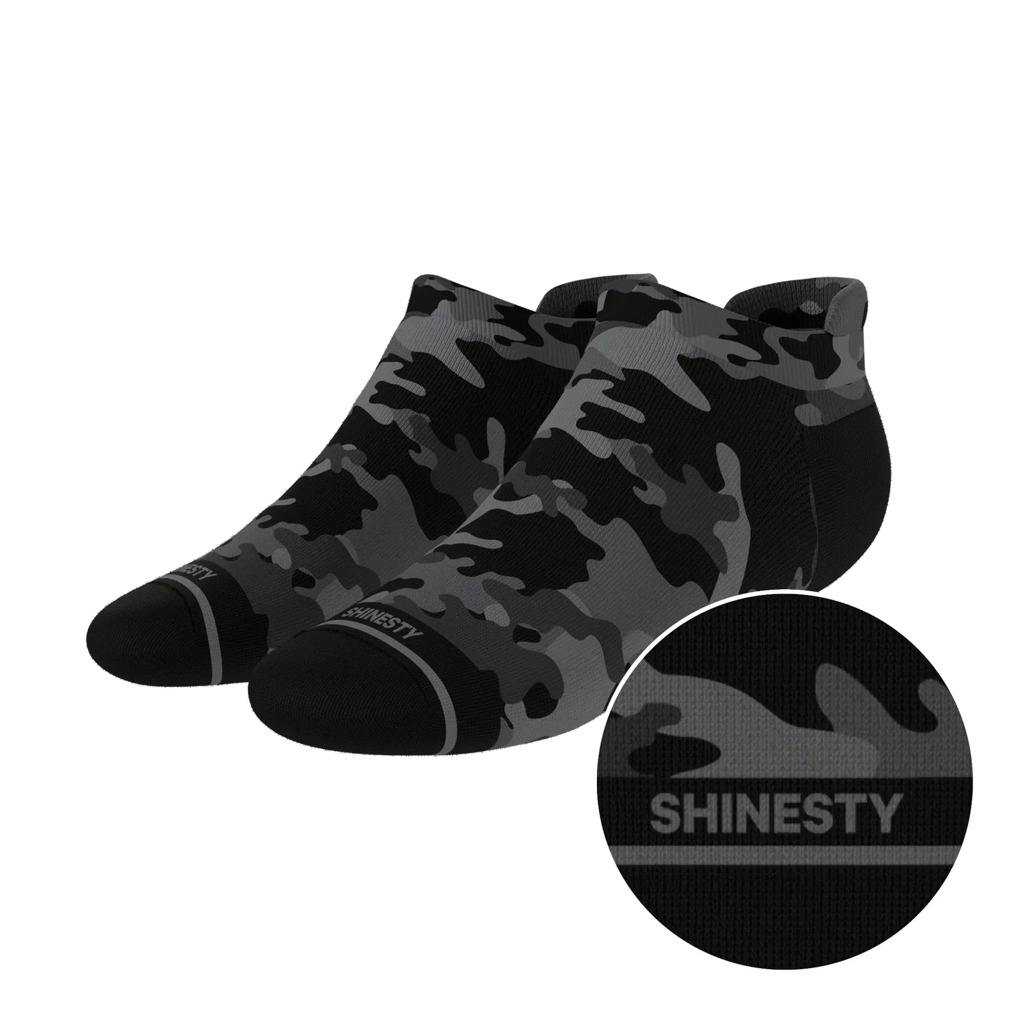 The Darkside | Black Camouflage Heel Hammock™ Ankle Socks - Shinesty - Flyclothing LLC