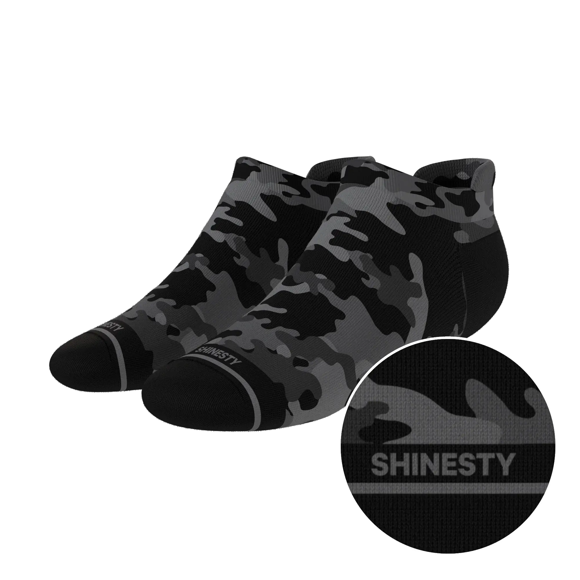 The Darkside | Black Camouflage Heel Hammock™ Ankle Socks - Shinesty - Flyclothing LLC