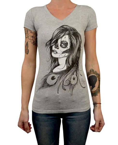 Black Market Art Company Dead Feathers Women's V-Neck T-Shirt - Black Market Art Company - Flyclothing LLC