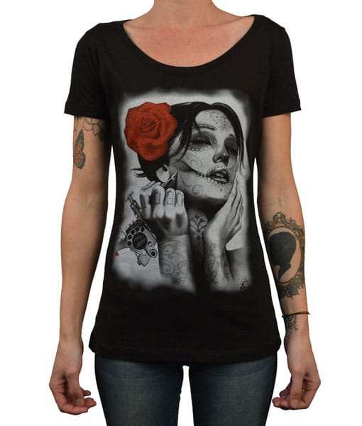 Black Market Art Company Dead Queen Women's Loose Neck T-Shirt - Black Market Art Company - Flyclothing LLC