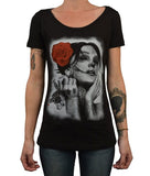 Black Market Art Company Dead Queen Women's Loose Neck T-Shirt