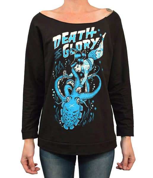 Black Market Art Company Death Or Glory Women's Unfinished Scoop Neck Sweatshirt - Black Market Art Company - Flyclothing LLC