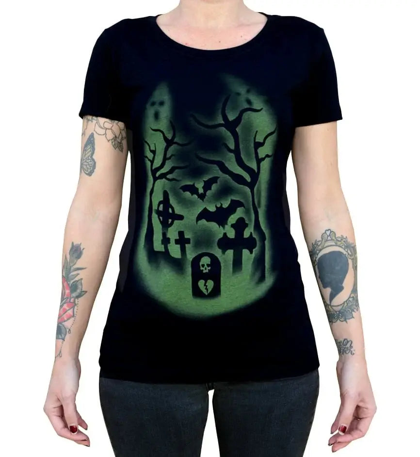 Black Market Art Company Death's Door Women's Loose Neck T-Shirt - Black Market Art Company - Flyclothing LLC