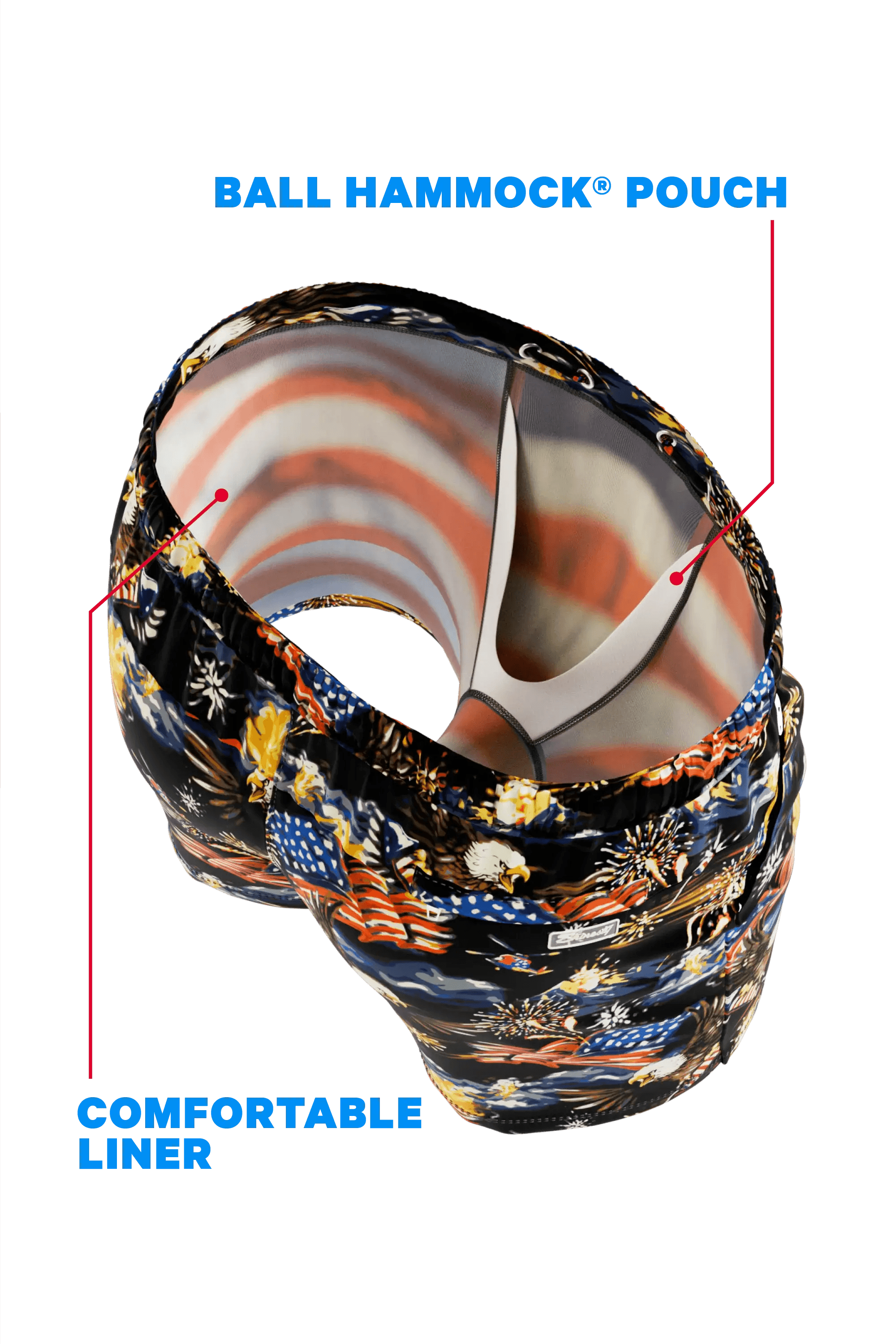 The Declaration | Americana Eagles Ball Hammock® Pouch 5" Swim Trunks - Shinesty - Flyclothing LLC