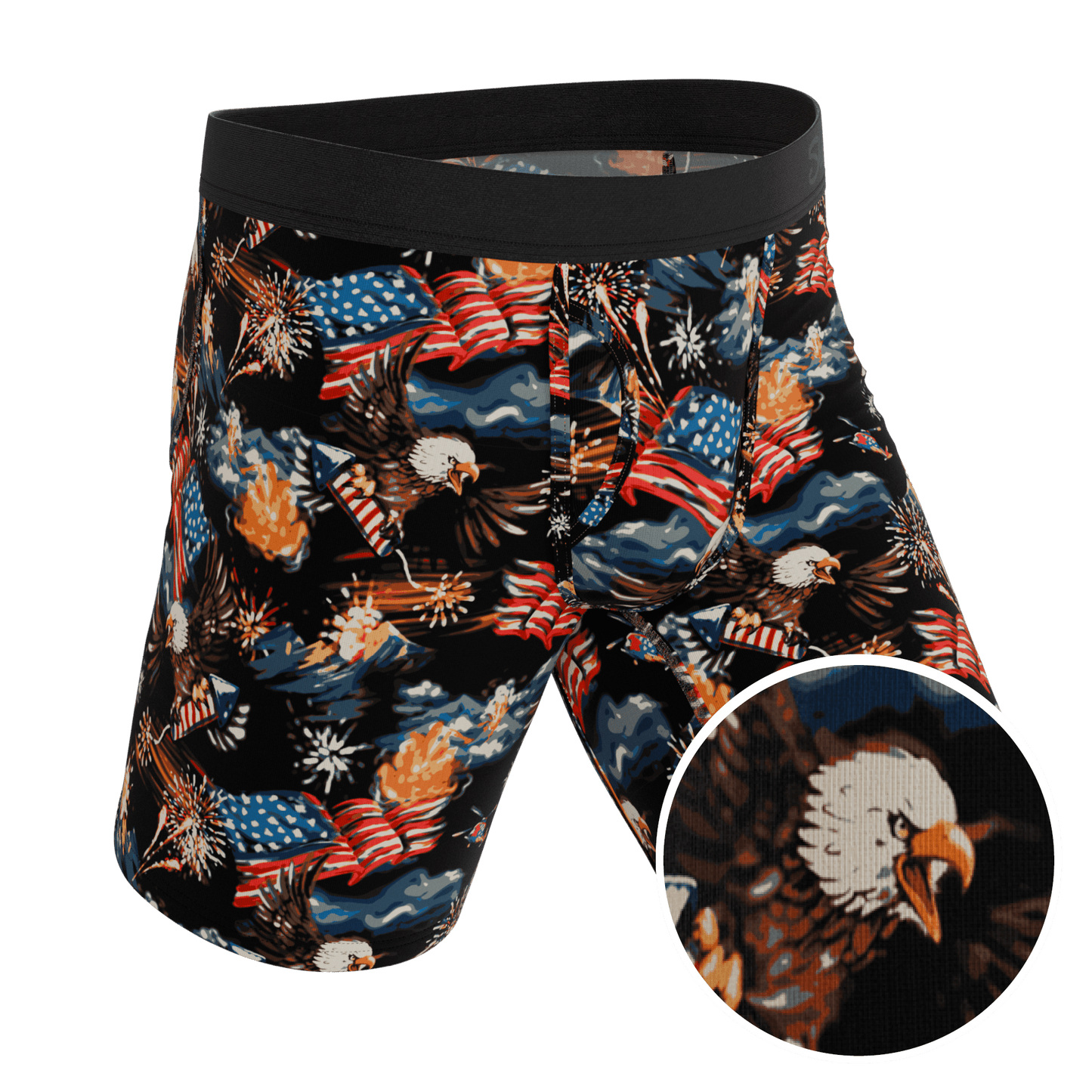 The Declaration | Americana Eagles Ball Hammock® Boxer - Long Leg - Shinesty - Flyclothing LLC