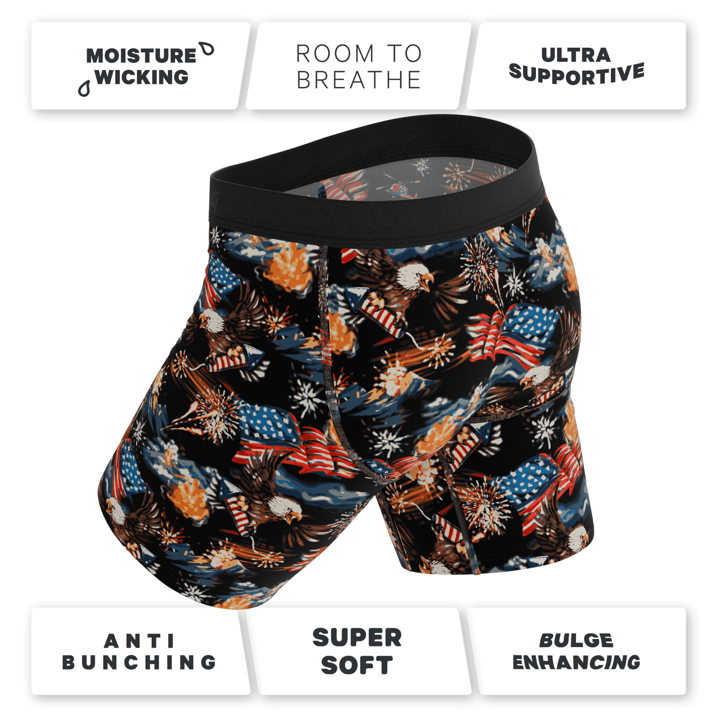 The Declaration | Americana Eagles Ball Hammock® Boxer - Long Leg - Shinesty - Flyclothing LLC