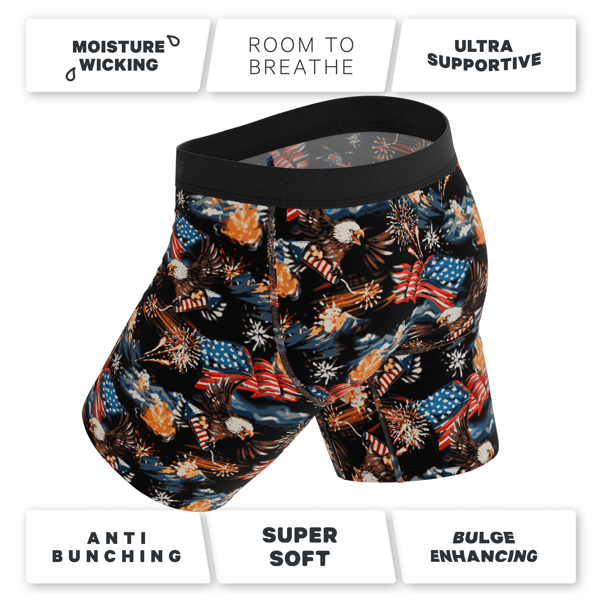 The Declaration | Americana Eagles Ball Hammock® Boxer - Long Leg - Shinesty - Flyclothing LLC