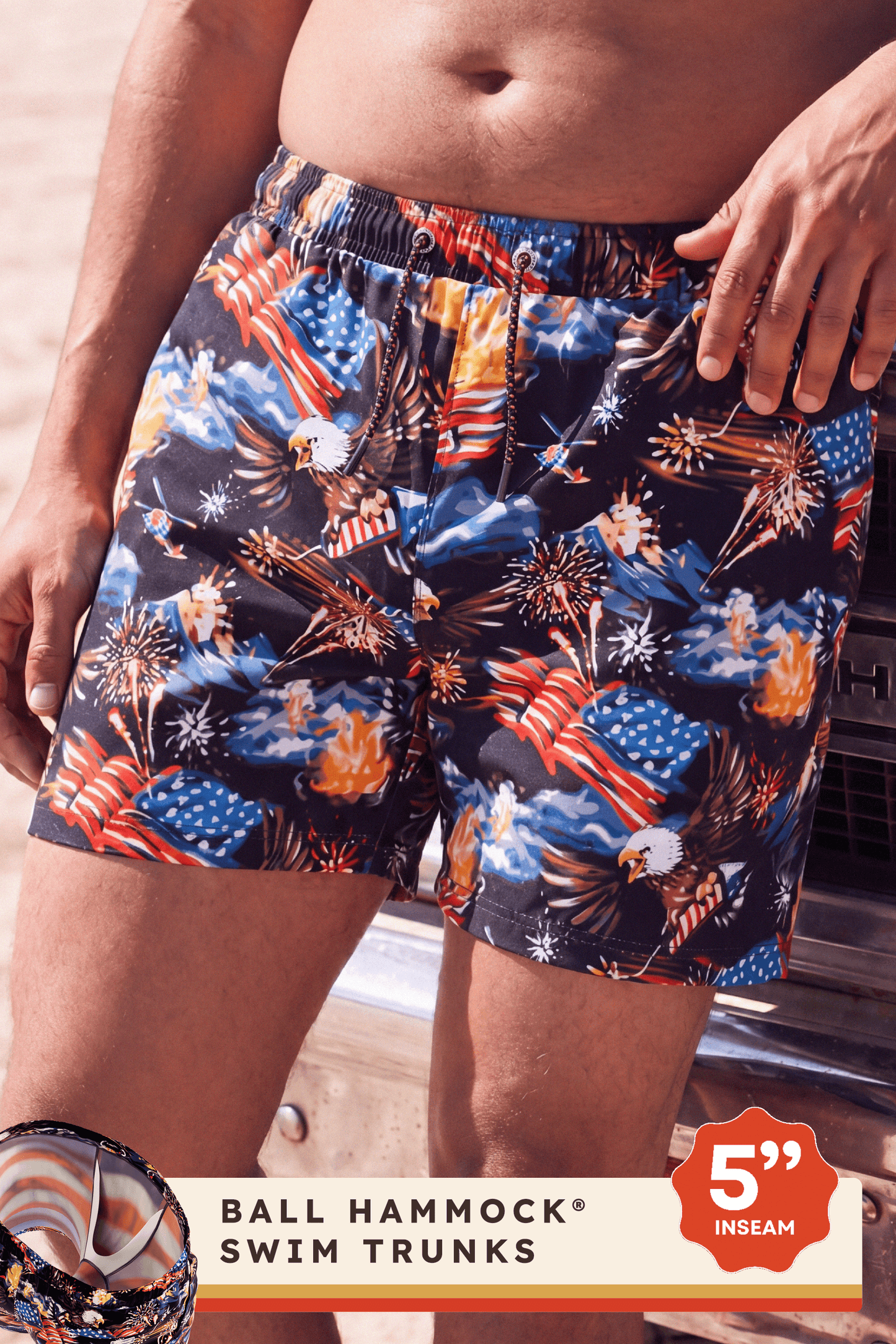 The Declaration | Americana Eagles Ball Hammock® Pouch 5" Swim Trunks - Shinesty - Flyclothing LLC