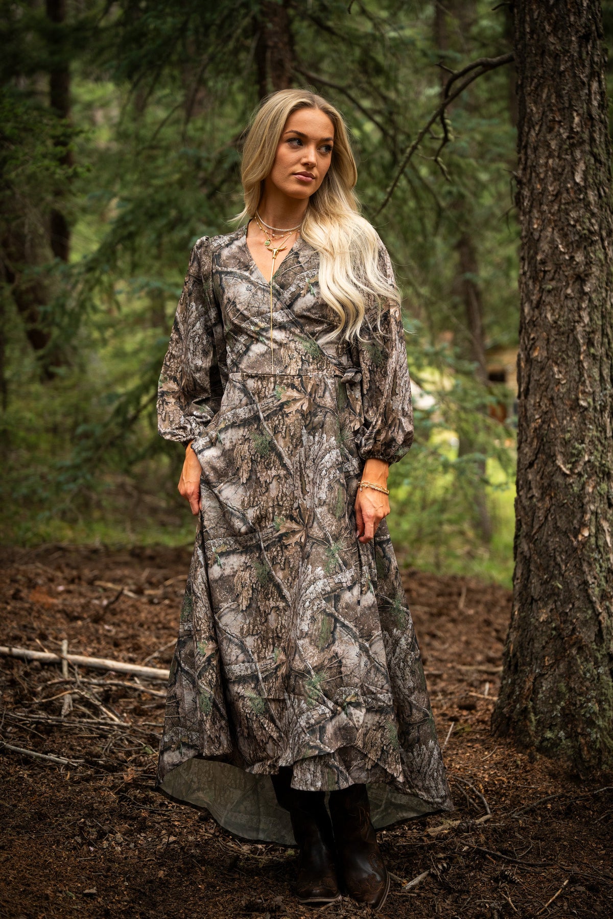 The Deerly Departed | RealTree x Shinesty Camouflage Long Sleeve Dress - Shinesty - Flyclothing LLC