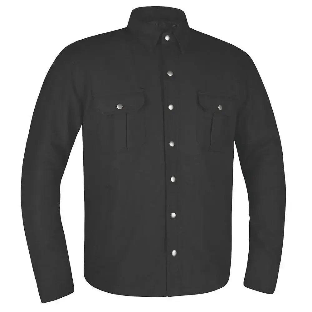 Defender - Mens Black Armored Flannel - Unik Just for Bikers - Flyclothing LLC