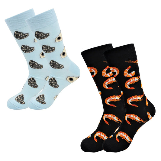 Oyster & Shrimp Socks 2 Pack - Comfy Cotton for Men & Women - Real Sic - Flyclothing LLC
