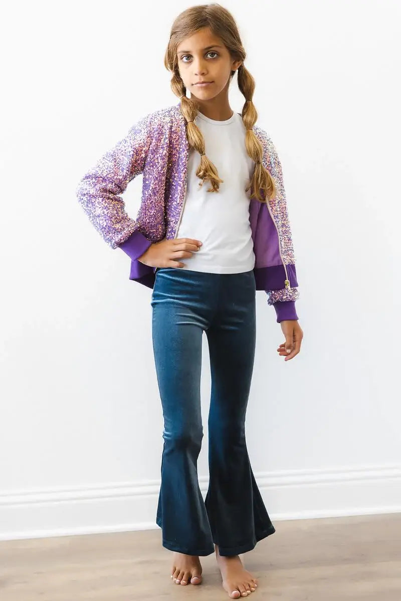 Denim Blue Velvet Bells - Mila & Rose ® - Flyclothing LLC
