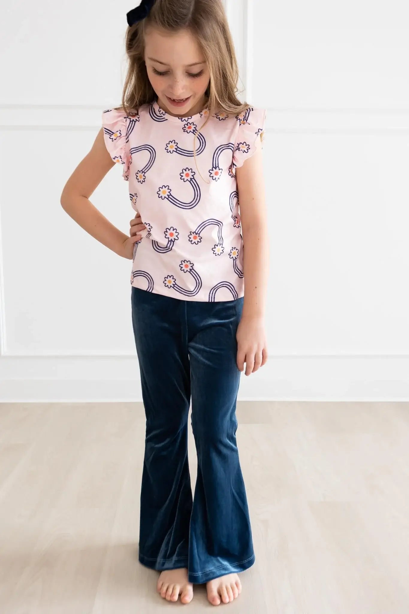 Denim Blue Velvet Bells - Mila & Rose ® - Flyclothing LLC