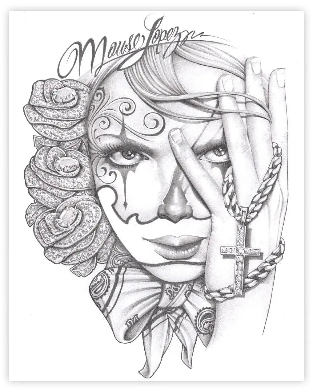 Black Market Art Company Diamond Roses Print - Black Market Art Company - Flyclothing LLC