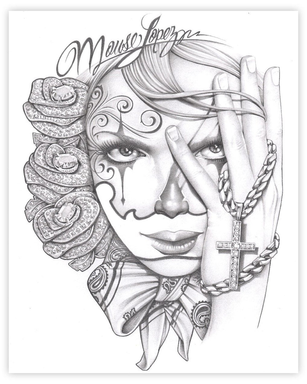 Black Market Art Company Diamond Roses Print