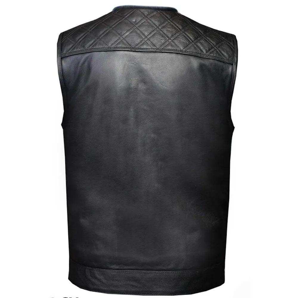 Diamond Lowcut – Men’s Diamond Stitch Leather Vest with Bold Style - Unik Just for Bikers - Flyclothing LLC