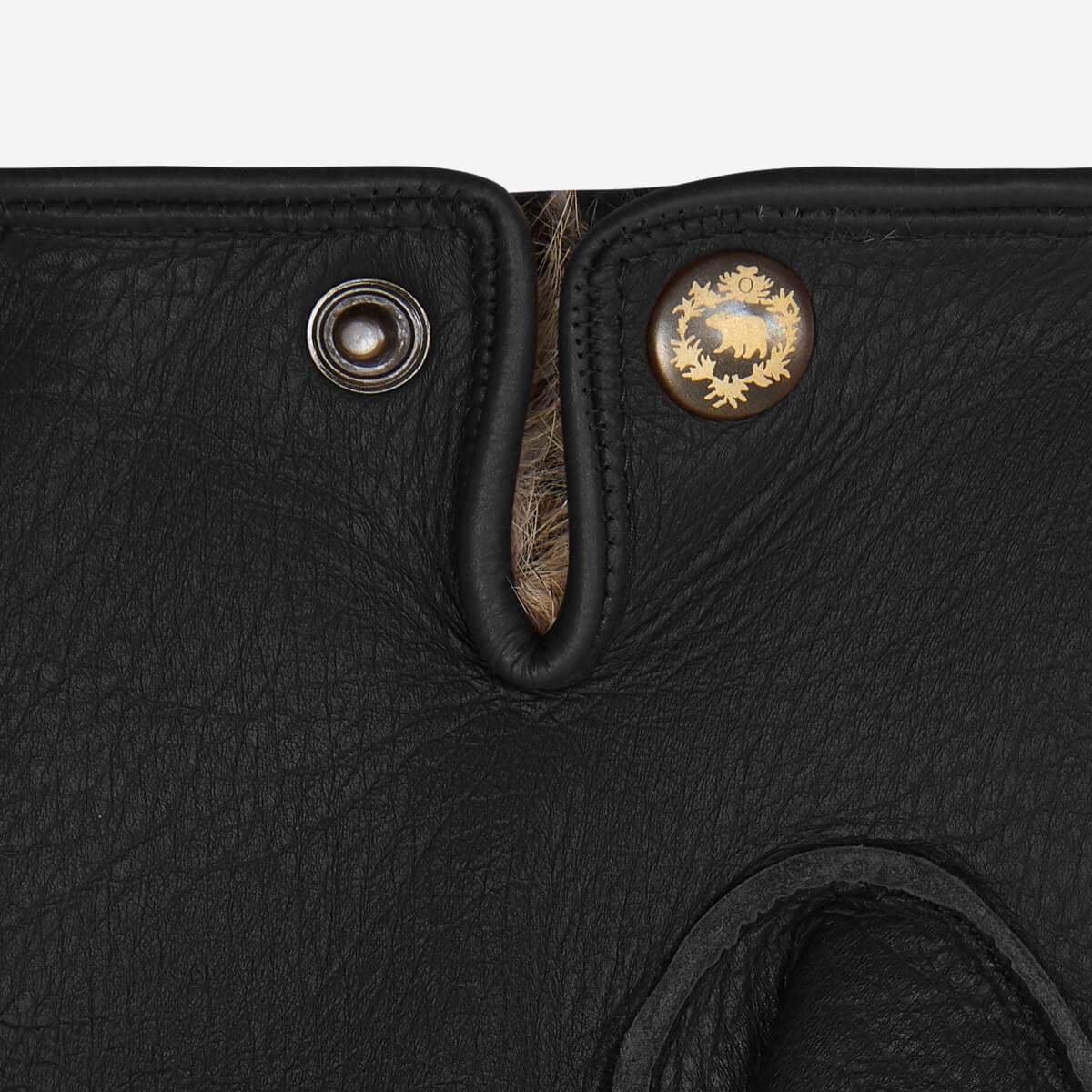 Diego (black) - Italian gloves made of American deerskin leather with rabbit fur lining - Leather Gloves Online - Flyclothing LLC