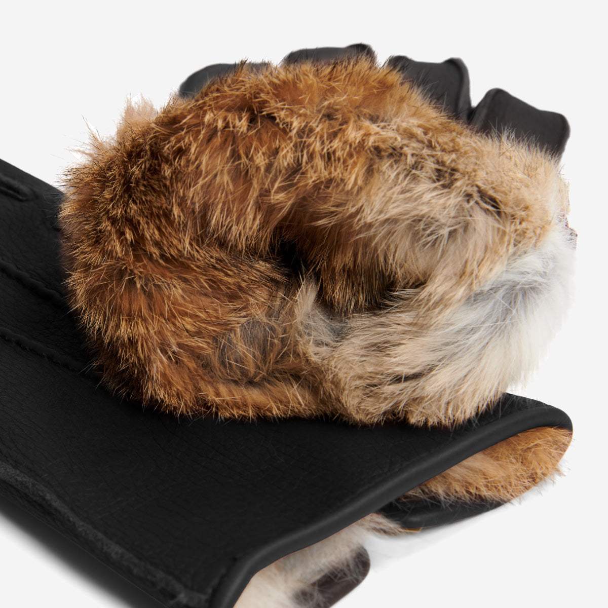 Diego (black) - Italian gloves made of American deerskin leather with rabbit fur lining - Leather Gloves Online - Flyclothing LLC