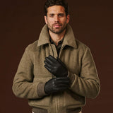 Diego (black) - Italian gloves made of American deerskin leather with rabbit fur lining - Leather Gloves Online - Flyclothing LLC