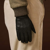 Diego (black) - Italian gloves made of American deerskin leather with rabbit fur lining - Leather Gloves Online - Flyclothing LLC