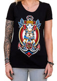 Black Market Art Company Sailor Dog Women's Loose Neck T-Shirt