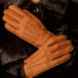Donatella (brown) – Luxurious Italian peccary leather gloves with cashmere lining - Leather Gloves Online - Flyclothing LLC