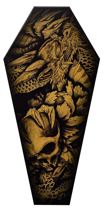 Black Market Art Company Dragon & Skull & Stretched Canvas Coffin Print