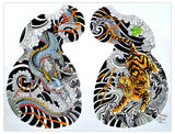 Black Market Art Company Dragon Tiger Tattoo Half Sleeve Print