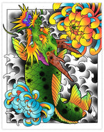 Black Market Art Company Dragon Koi Print