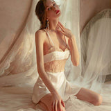 Duchess Dream 3-Piece Lace Trim Satin Set - Lingerie By Coco - Flyclothing LLC