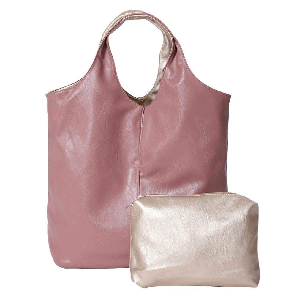2PCS Reversible Metallic Tote and Pouch Bags - Madeline Love - Flyclothing LLC