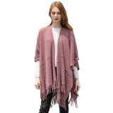 Geometry Open Knit Ruana With Fringe - Madeline Love - Flyclothing LLC