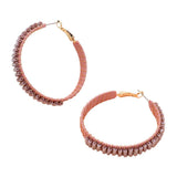 Rectangle Bead Trimmed Raffia Wrapped Hoop Earrings - Madeline Love - Flyclothing LLC
